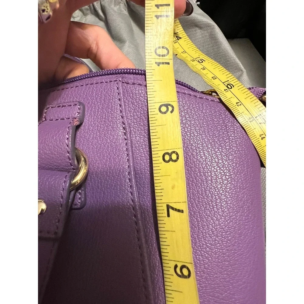 Dora Delphine Purple Leather‎ Satchel Crossbody Bag Gold Hardware Purse
